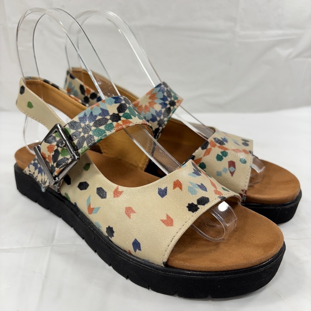 Goby Blue & Orange Geometric Slingback Sandal 36
